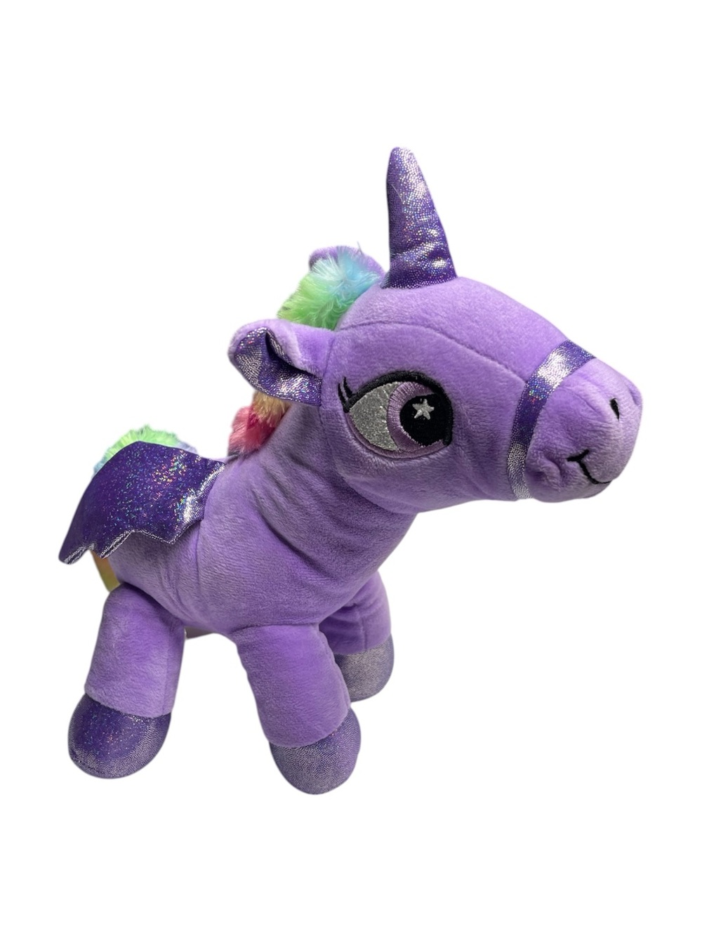 Purple Plush Unicorn Toy with Glitter Accents